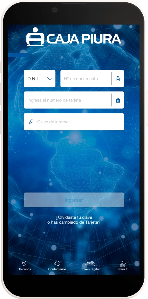 Celular con la app Caja Piura
