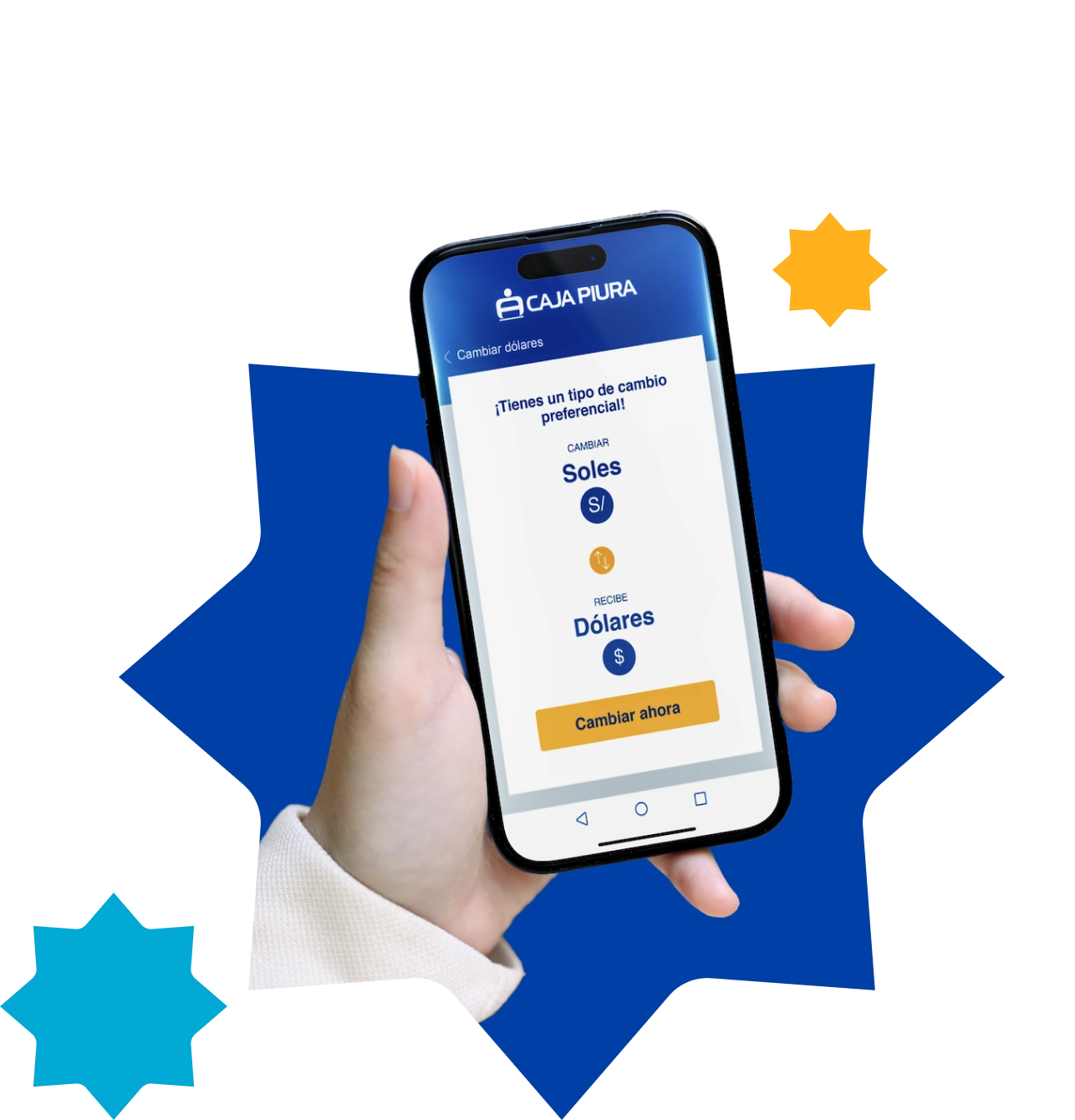 Celular con app de Caja Piura