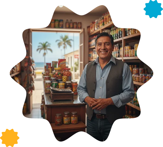 Hombre feliz en su negocio