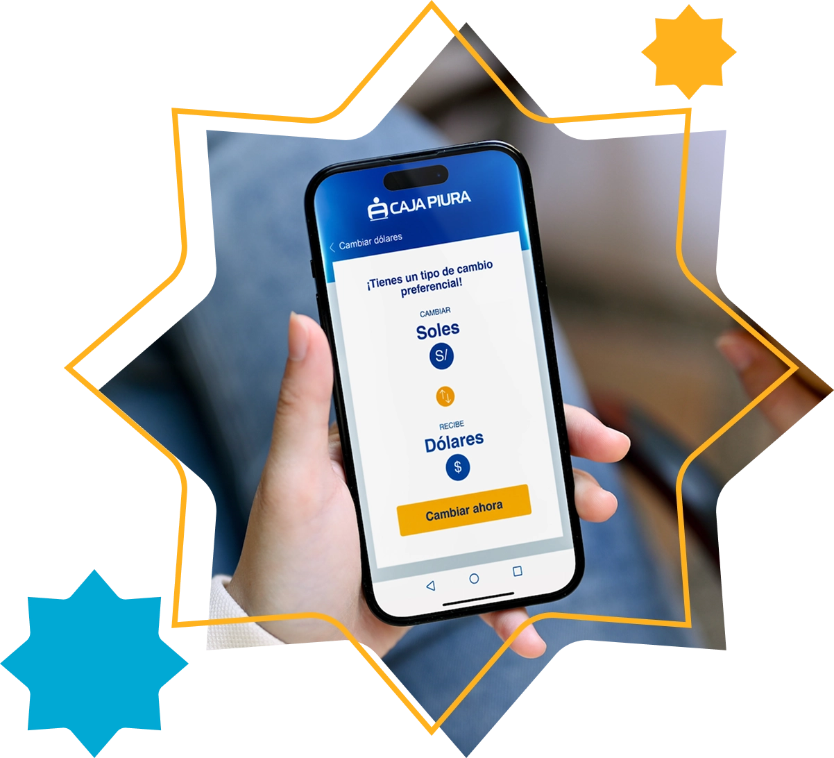 Celular con app de Caja Piura